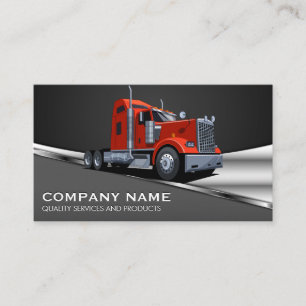 Carte De Visite Logo de camion semi-rouge   Metallique