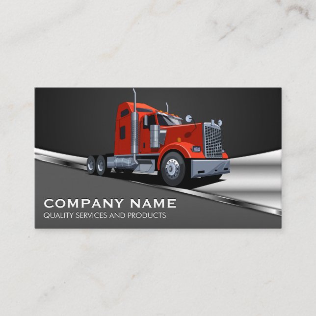Carte De Visite Logo de camion semi-rouge | Metallique (Devant)