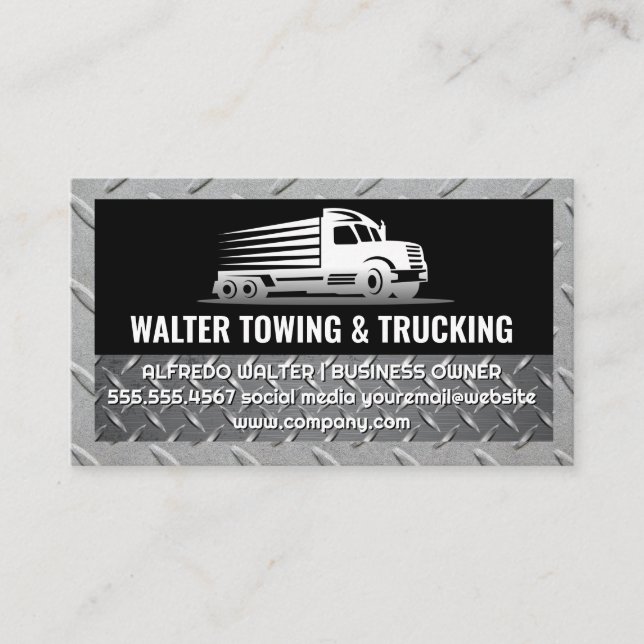 Carte De Visite Logo de camionnage | Acier | Logistique (Devant)