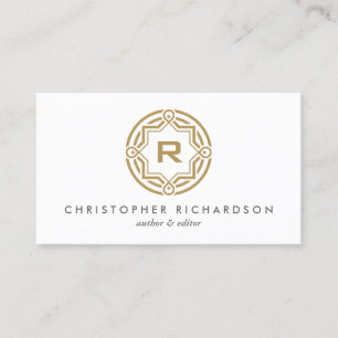 CARTE DE VISITE LOGO DE CERCLE DÉCORATIF AVEC VOTRE OR INITIAL