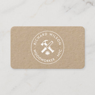 Carte De Visite Logo de charpentier professionnel blanc moderne kr