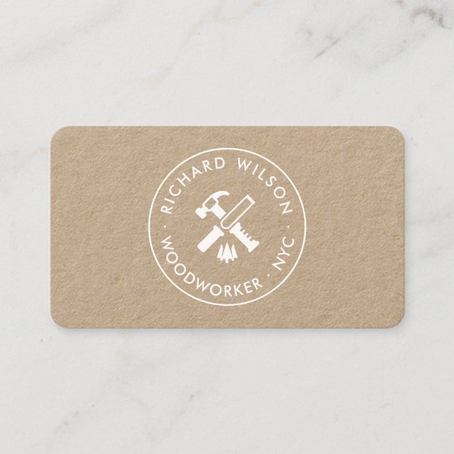 Carte De Visite Logo de charpentier professionnel blanc moderne kr (Devant)