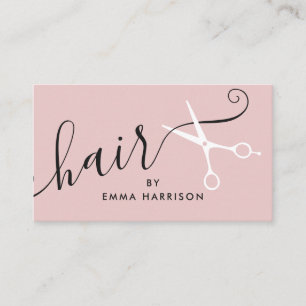 Carte De Visite Logo de ciseaux blancs de coiffeur rose moderne