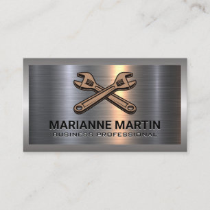 Carte De Visite Logo de clé croisée Aluminium métallique