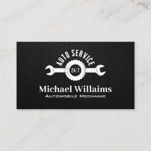Carte De Visite Logo de clé de service automobile   Fond en fibre 