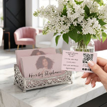 Logo de code QR de script rose pâle pour salon de