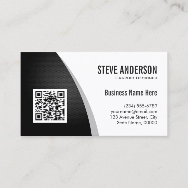 Carte De Visite Logo de code QR d'entreprise - Professionnel noir  (Devant)