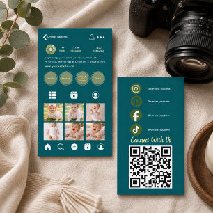 Carte De Visite Logo de code QR Instagram minimaliste noir moderne