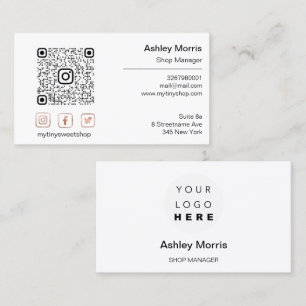 Carte De Visite Logo de code QR personnalisé Social Boutique en li