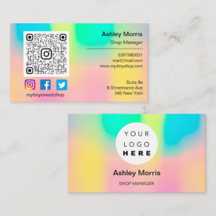 Carte De Visite Logo de code QR personnalisé Social Online Shop Ho