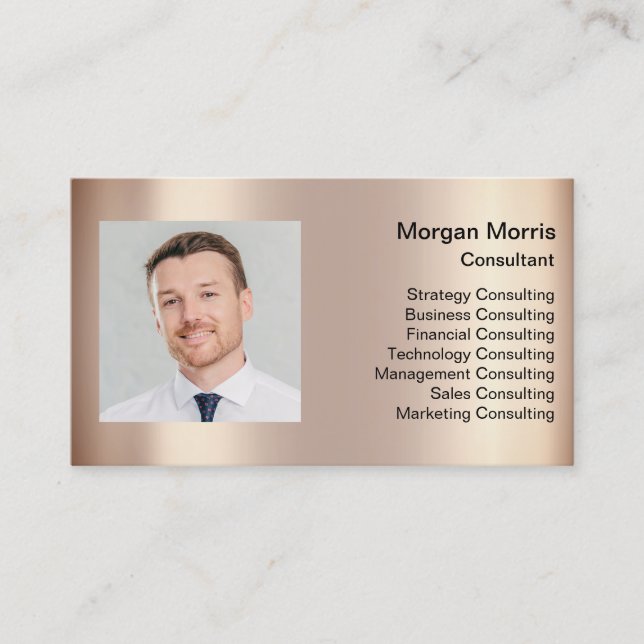 Carte De Visite Logo de code QR Photo Professionnel Société Rose G (Devant)