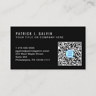 Carte De Visite Logo de code QR professionnel minimal noir