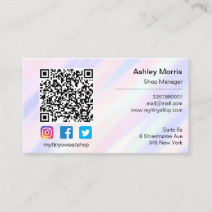 Carte De Visite Logo de code QR rose Médias sociaux en ligne viole