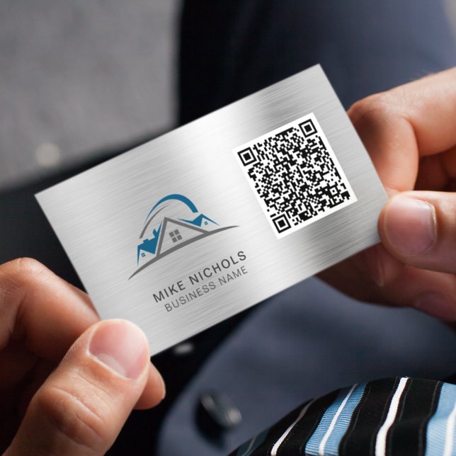 Carte De Visite Logo de code QR, Toit, Constructeur, Travailleur d (Créateur téléchargé)