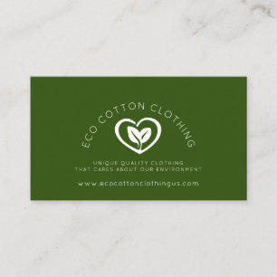Carte De Visite Logo de coeur éco-deux feuilles Vêtements de l'e