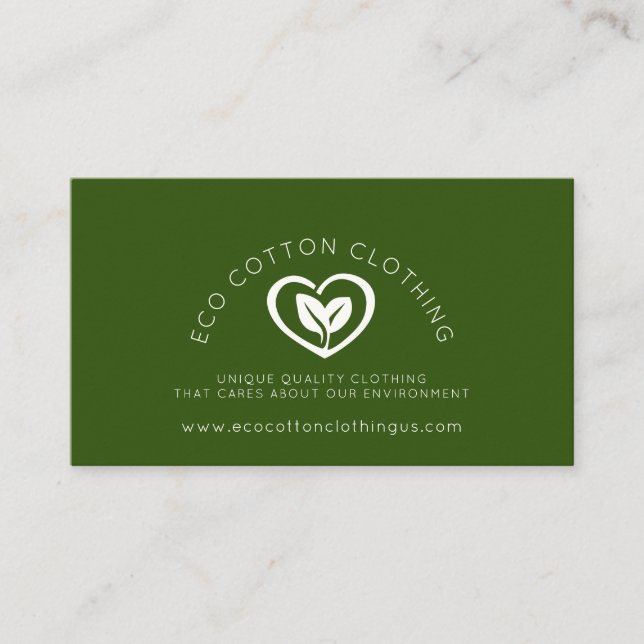 Carte De Visite Logo de coeur éco-deux feuilles Vêtements de l'env (Devant)