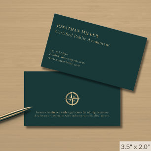 Carte De Visite Logo de compas en or de luxe simple