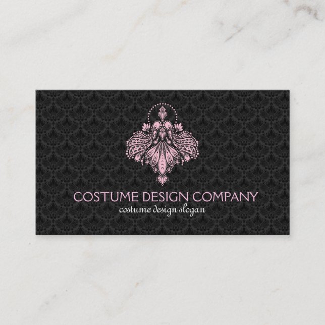 Carte De Visite Logo de conception de costume noir et rose (Devant)