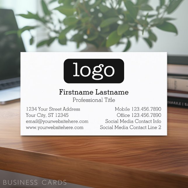 Carte De Visite Logo de conception d'entreprise de base et coordon (Classic Design - Custom Business Cards)
