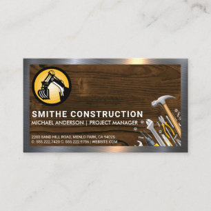 Carte De Visite Logo de construction   Bois métallique   Outils ma