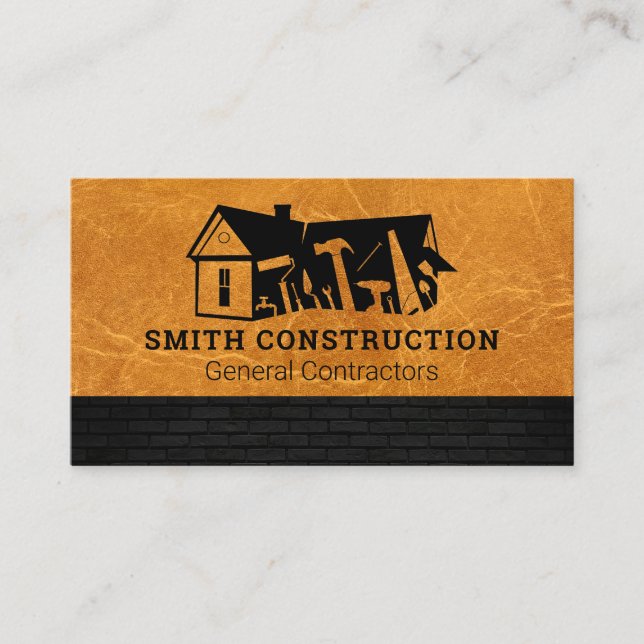 Carte De Visite Logo de construction | Cuir | Brick (Devant)