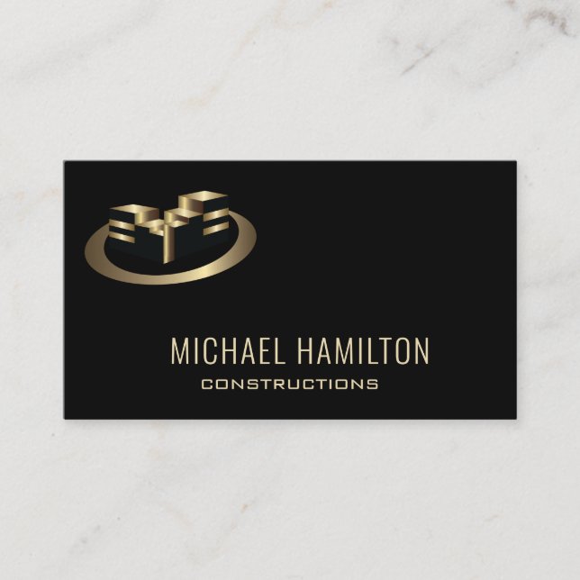 Carte De Visite Logo de construction immobilière simple profession (Devant)