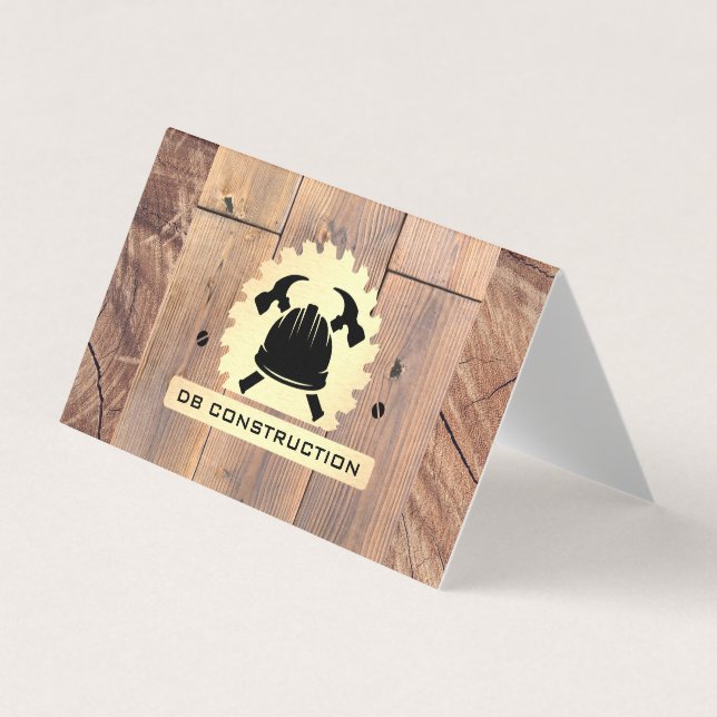 Carte De Visite Logo de construction | Métal de bois scié (Devant)