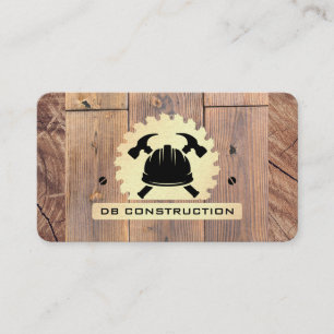 Carte De Visite Logo de construction   Métal de bois scié