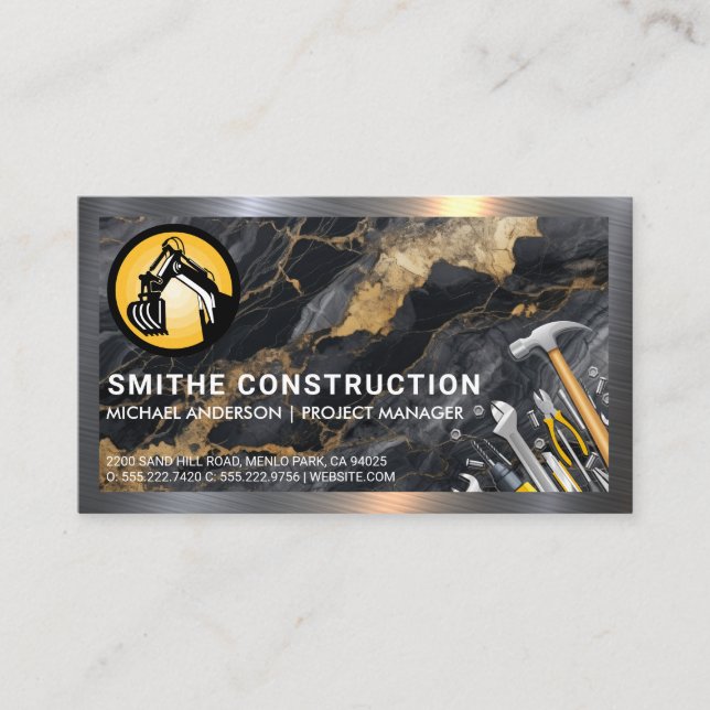 Carte De Visite Logo de construction | Outils main | Immobilier (Devant)