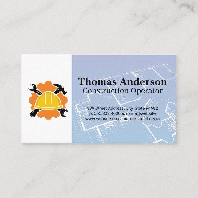 Carte De Visite Logo de construction | Plan directeur (Devant)