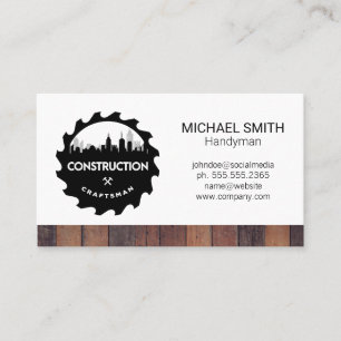 Carte De Visite Logo de Construction Saw City   Découpe en bois