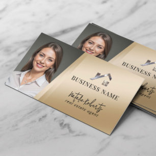 Carte De Visite Logo de courtier immobilier personnalisé en or mod