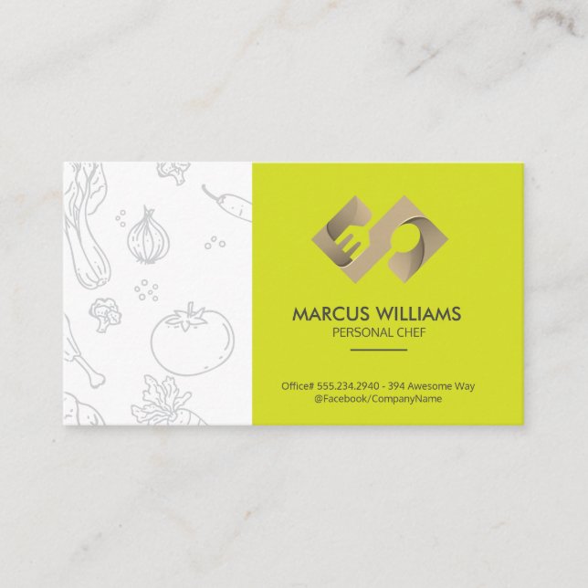 Carte De Visite Logo de cuillère à fourche créative | Chef (Devant)