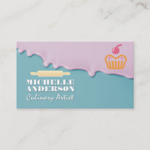 Carte De Visite Logo de Cup Cake Rouleau à pâtisserie Glaçage