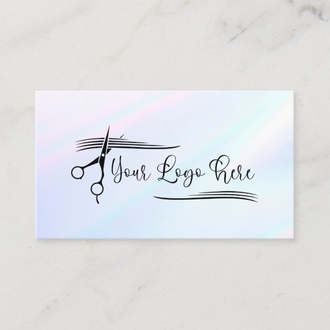Carte De Visite Logo de dégradé holographique rose blanc (Devant)