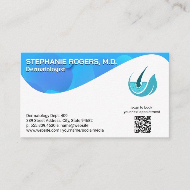 Carte De Visite Logo de dermatologie | Code QR personnalisé (Devant)