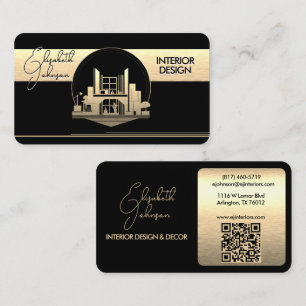 Carte De Visite Logo de design d'intérieur ou d'architecte noir et
