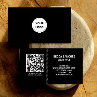 Carte De Visite Logo de design générique minimal moderne code QR