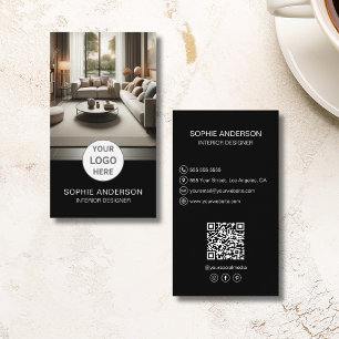 Carte De Visite Logo de designer d'intérieur Photo QR Réseaux soci