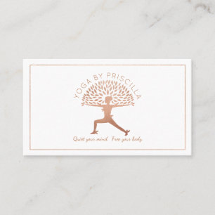 Carte De Visite Logo de floraison de pose de yoga de femme d'arbre