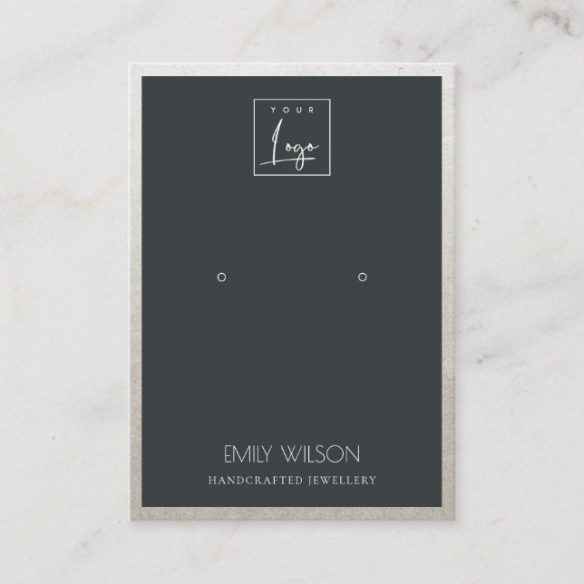 CARTE DE VISITE LOGO DE FRONTIÈRE EN ARGENT NOIR FAUX ÉCRAN (Devant)