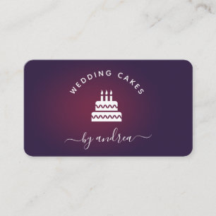 Carte De Visite Logo de gâteau de mariage blanc violet vin Réseaux