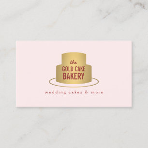 Carte De Visite Logo de gâteau d'or sur le rose pour la
