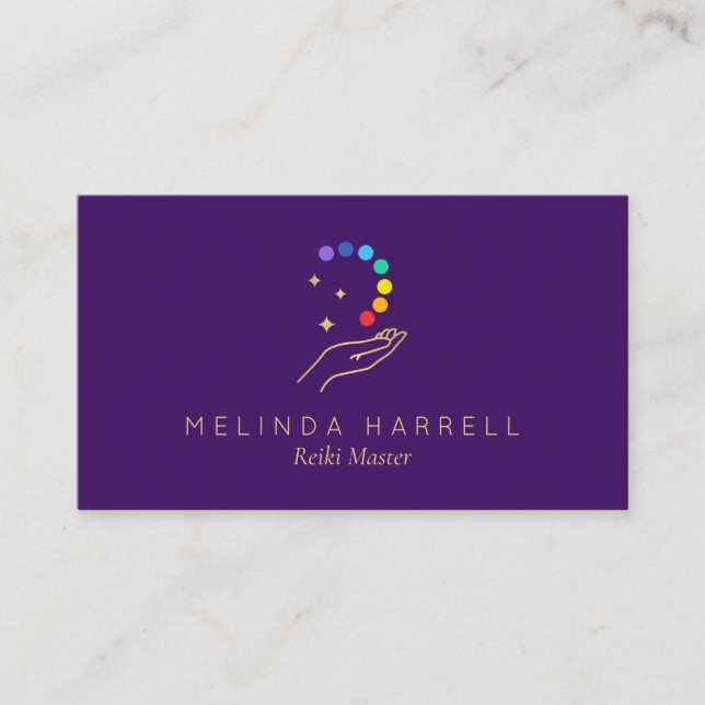 Carte De Visite Logo De Guérison Reiki, Massage Violet Clair (Devant)