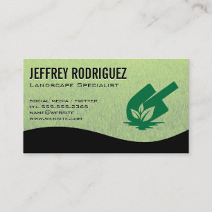 Carte De Visite Logo de jardinage Plante et lunette   Herbe