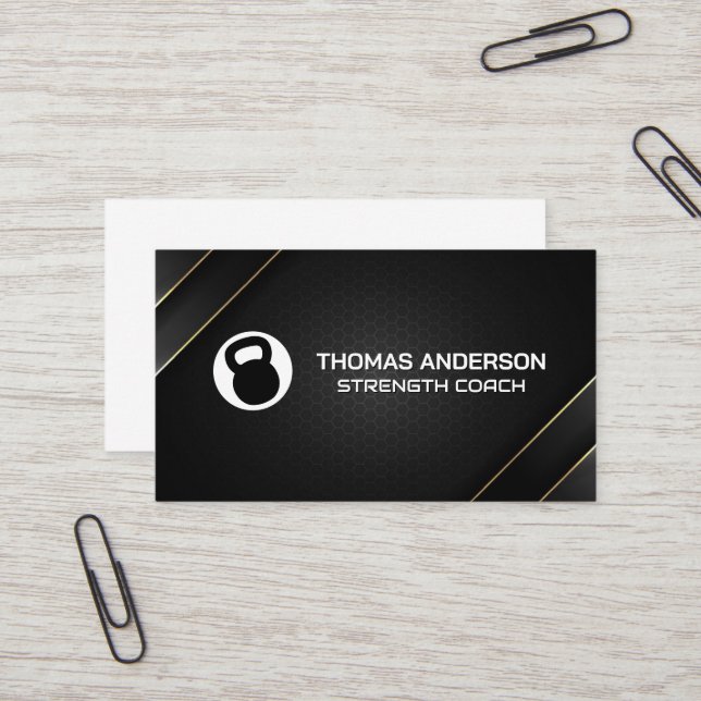 Carte De Visite Logo de Kettle Bell | Entraîneur de conditionnemen (Devant/Arrière en situation)