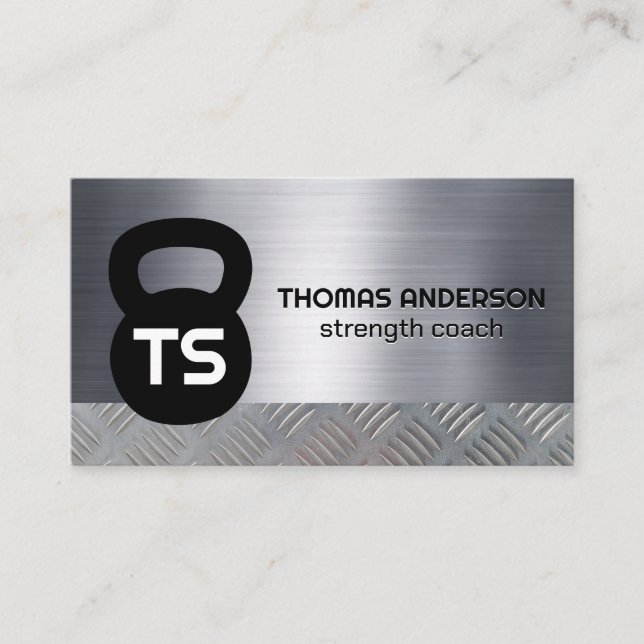 Carte De Visite Logo de Kettle Bell | Monogramme | Métal acier (Devant)