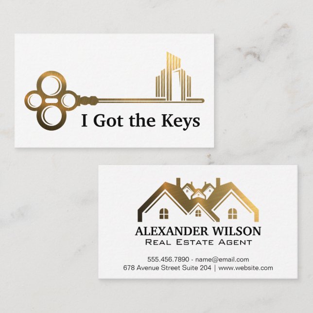 Carte De Visite Logo de Keys City | Maisons d'or (Devant / Derrière)