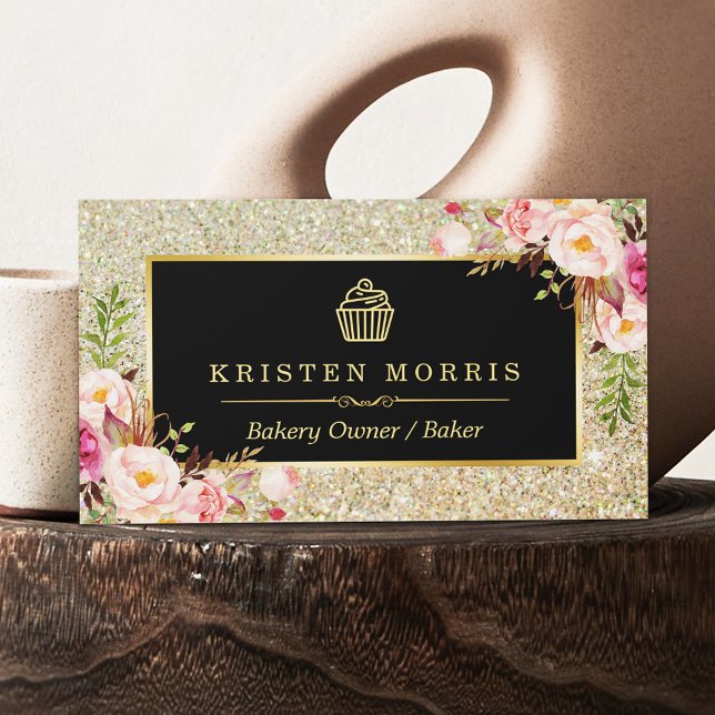 Carte De Visite Logo de la boulangerie Cupcake | Parties scintilla (Créateur téléchargé)