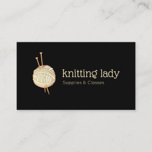 Carte De Visite Logo de la boule de Tricot noir Crochet